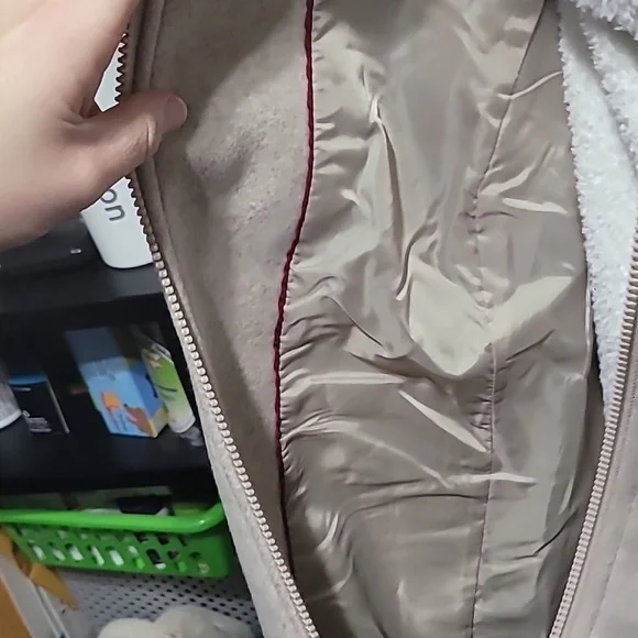 NWT D.E.T.A.I.L.S I.N.C Cozy Beige Hooded Coat with Plaid Scarf Faux Fur Size 3X - Picture 9 of 10